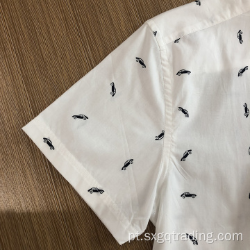 Camisa de manga curta 100% algodão moda masculina estampada